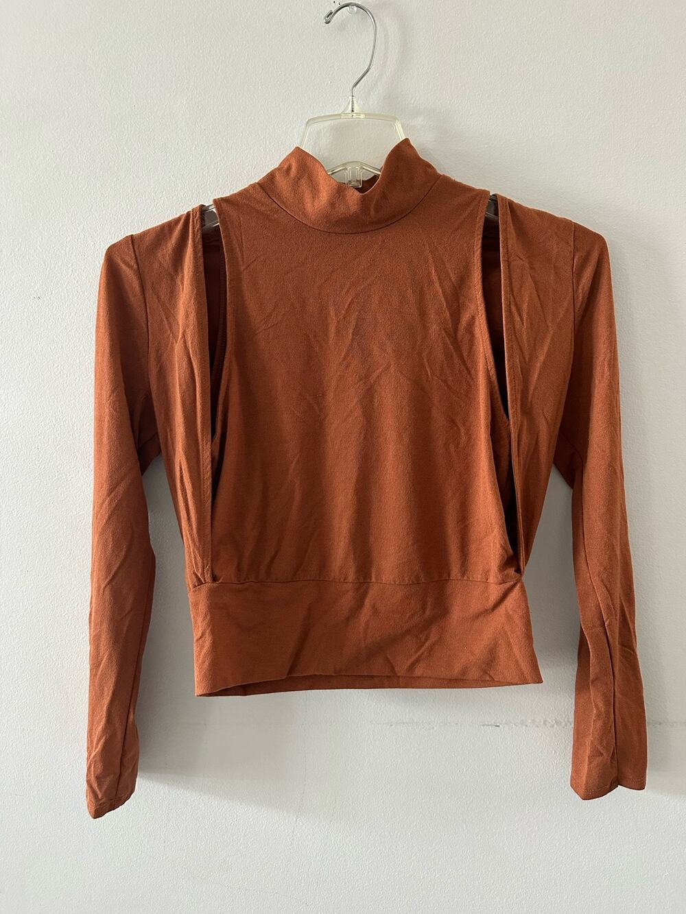 ASTR Top Women's Large Brown Western Festival Boho Attached Shrug Hippie 70s
